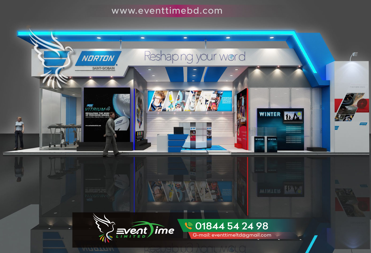 Best Exhibition Stand, Booth, Stall Interior Design Fabrication Services Exhibition Stall Design and Construction Company in Bangladesh We design and build exhibition stands that are custom creations, yet are reusable over all your events. To generate leads and sales at trade shows and conventions, you first have to get the attention of the attendees. That's where booth design makes the difference, especially in large shows with hundreds of exhibitors. The best trade show booth designs communicate your brand story both visually and graphically. Our expert designers recommend trade show booth ideas; materials and graphical messaging that tells your brand story with passion and purpose. From concept and floor layout, lighting arrangements, furniture décor, and eye-catching graphics; our design team has the experience, expertise, and creativity to translate your brand into an attention-grabbing display that exhibition attendees can't resist. Exhibition design is therefore not something you should take lightly. Getting the correct booth design is the key to a successful trade show event. If your exhibition stand design looks drab and uninviting, your customers will walk on by and visit your competitor's exhibition booth. To improve the general communication by creating an attractive and fluid atmosphere at the point of sale. Because it is important that the stall design manage to reflect not only the concept of the company but also its commercial objectives and its vision for the future. Our team is standing by ready to discuss any ideas you may have and help you bring your event to life! Exhibition Design is a key requirement in organizing your next exhibition trade show event. Yes, you can purchase off-the-shelf exhibition furniture - but will this engage your customers at your exhibition event? Exhibition design is the art of the exhibition booth designer. An exhibition stand designer delivers your marketing requirements for your next trade show stand. They then implement your exhibition project requirements into an exhibition design that is both highly impactful, yet fits in with your budgetary requirements. It takes experienced trade show builders to create a booth that will help you to win over your audience. So, it is crucial that you hire a trade show booth builder who is experienced at building exhibitions for clients in Bangladesh. Any stand designer who offers to build your booth at the cheapest rate will not necessarily execute your ideas for your booth with efficiency or accuracy. Don't skimp on its quality when developing your trade show booth design. Since it will heavily impact your brand perception at a trade show, ending up with a shabby or generic exhibition stand design is a sure way to not get blacklisted by industry professionals and attendees at the fair you're planning to participate in. Through the design stands we intend to achieve an attractive and functional environment at the same time. Especially companies like Event Time BD, our job is to facilitate the design according to the commercial objectives of the company, brand and the target audience. Because the visitor who usually goes to the fair or event is very specific in what he is looking for. The stall design must guarantee a unique image of the exhibiting organization, so the visual messages must be clear and direct. The exhibited product or the brand represented design must stall out from the rest of the competition. Give it the love it deserves. In the design stands we also carry out an architectural study of the space to be exhibited. We study the objective public and the adjacent stands. It is also very important to know the location of the stand; it is not the same in the main corridor or entrance as being located in a corner of the fairgrounds or conference center. It is always basic before contracting a stall design that you have prepared all the strategy to participate in the fair, trade show, congress, event, and exhibition, cause it is necessary to have studied the actions and elements that the Pre-Fair requirements, goals and objectives. Therefore, choose the best team. For example - the potential market, production and supply capacity. In addition to determining a sufficient and well located stand space. After that we elaborate a budget, publicity and promotion and finally contact with potential clients. Exhibition stall design has to be economical and affordable. It is no use if the Event Time BD exhibition stand designer creates a stunning stand which is totally unaffordable and breaks your marketing budget. Subject to your available budget our exhibition booth designers will deliver exhibition stall designs that which fulfills your original project design brief. Event Time BD stall designers will balance the final specification to get an exhibition design on budget. Maybe some small exhibition stall features or details will have to be sacrificed - allowing the overall exhibition scheme to be delivered. This way the client gets the high impact exhibition stall design concept originally presented, exhibition designs which are affordable, keeping the trade fair marketing project on budget. Our exhibition stand builders can then deliver the stall design concept into a reality. Large areas of glass like office windows look great - but are very heavy and delicate to install. Maybe a similar look and feel can be achieved using alternative exhibition stand design techniques.Stall Exhibition Stand Fabrication Bangladesh Event Time BD is Providing all kind Stall Exhibition Stand Fabrication Bangladesh. SS Top Letter Feeling Station Acrylic 3D Letter Led Light Branding in Dhaka Bangladesh. We Provide Acrylic top Letter LED Sign 3D Sign Letter Arrow Sign Board. Project Led sign board neon sign board ss sign board name plate board led display board acp board boarding acrylic top letter ss top letter aluminum profile box backlit sign board bill board led light neon light shop sign board Lighting sign board tube light neon signage. Stall Exhibition Stand Fabrication Bangladesh Fair Stall Making & Branding in Dhaka Bangladesh In Bangladesh, exhibition stand fabrication is an important industry. Many businesses rely on the exhibition stand fabricators to create custom stands for their products and services. Stand fabricators in Bangladesh have a lot of experience and expertise in the industry. They use the latest technologies and equipment to create high-quality stands. They also have a team of skilled workers who can create custom designs. Best Exhibition Stand Booth Stall Interior Design in Bangladesh 1. At first glance, exhibition stand fabrication in Bangladesh may seem like a daunting task. 2. However, with a little bit of research and planning, it can be a relatively easy and stress-free process. 3. Here are five tips to help you get started on your exhibition stand fabrication project in Bangladesh: 1. Do your research: Be sure to research various fabricators in Bangladesh before making your final decision. 2. Get quotes: Once you have shortlisted a few fabricators, be sure to get quotes from each of them. 3. Review portfolios: Another important factor to consider is the portfolio of work that each fabricator has. 4. ask for references: Finally, don’t forget to ask for references from each of the fabricators you are considering. 5. Make your decision: Once you have gathered all the information, you can then make an informed decision about which fabricator to use. 1. Do your research: Be sure to research various fabricators in Bangladesh before making your final decision. When it comes to exhibiting stands, fabricators in Bangladesh offer a variety of options to choose from. It is important to do your research and compare different fabricators in order to find the best one for your specific needs. Keep in mind that the cheapest option is not always the best one – be sure to consider the quality of the materials and the overall service before making your final decision. When you are trying to find the right stall exhibition stand fabricator in Bangladesh, it is important to get quotes from a few different companies. This will allow you to see who is the most affordable and who can provide the best quality product. Be sure to ask each company for a quote in writing so that you can compare them side by side. It is also important to ask about the turnaround time and any other special requirements that you may have. Some companies may require a deposit before they begin work, so be sure to ask about that as well. You don’t want to end up paying for a stall exhibition stand that you’re not happy with, so be sure to ask as many questions as you can. The more you know, the better your chances of finding the right fabricator for your needs. Best Exhibition Stand Stall Interior Design Fabrication Services exhibition stalls stalls exhibition fair fair stal stal trade fair and exhibition trade fair trade fair and exhibition Stand builders in Dhaka Exhibition Stall Fabrication exhibition & event Exhibition Stall for Rent Exhibition Stand Fabrication Bangladesh Best Exhibition Stall Designer Company in Dhaka, Bangladesh Exhibition Stall Design and Creative Stall Design Exhibition Stand / Booth / Stall Interior Exhibition stall fabricators interior design in Dhaka, Bangladesh exhibition stand design and fabrication Bangladesh Exhibition stall Designer and fabrication Dhaka Bangladesh Exhibition Stall Interior Design Service in Dhaka 24 Best exhibition stall Services To Buy Online 40 Exhibition Stall Design ideas Exhibition Stall Design Projects Fair Stall Making & Branding Best Exhibition Stand - Booth - Stall Interior Design Designing Exhibition Stall Design, For Trade Fair, Pan Exhibition Stall Design in Bangladesh Best Exhibition Stall Designer Company in Dhaka, Bangladesh Exhibition Stall Design in Bangladesh EXHIBITION STALL DESIGN AND FABRICATION Exhibition Stall Design and Creative Best Exhibition Stand, Booth, Stall Interior Design simple stall design exhibition stall design ideas stall designer stall design images creative stall design wooden stall design 3d stall design exhibition stall design ideas simple stall design creative stall design stall design images stall designer exhibition stalls exhibition stall design and fabrication exhibition stall design 3d model free download exhibition stall design tds rate exhibition stall design company in delhi exhibition stall design pdf exhibition stall design company in mumbai exhibition stall design behance exhibition stall design in delhi exhibition stall design in ahmedabad 3 side open exhibition stall design 2 side open exhibition stall design 4 side open exhibition stall design one side open exhibition stall design behance exhibition stall design jewellery exhibition stall design 3d exhibition stall design free download creative exhibition stall design food exhibition stall design simple exhibition stall design exhibition stall designer in mumbai exhibition stall designer in delhi exhibition stall designer in ahmedabad exhibition stall designers in bangalore fair stall meaning fair stall price fair stall synonym fair stall meaning fair stall synonym fair stall price exhibition stall design exhibition stall design ideas simple stall design fair stall ideas fair stall decoration ideas fair stall hire fair stall design fair stall decorations fair stall games fair stall signs fair stall price fair stall costs christmas fair stall ideas summer fair stall ideas rschool fair stall ideas fun fair stall ideas school christmas fair stall ideas trade fair stall booking price 2022 living north christmas fair